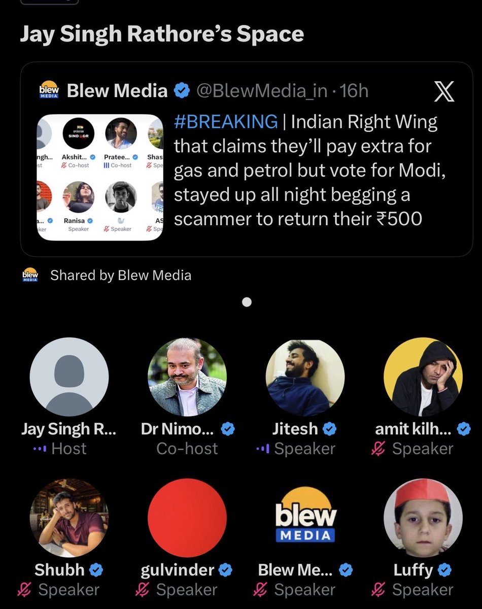 SamRajp0t's tweet photo. Nimo Yadav to Jay Rathore:
“Mandir par video bana, reach aayegi… Kohli fan ban ja, payout milega.” 😭
Amit Khilkhor: “Bhai maze kar, paise uda… tere paise hain.” 😂
Jay Rathore: “Nahi bhai, apne bhai-behan ka paisa wapas dunga.” 
Bhai ye Space hai ya comedy show? 🤣 https://t.co/jtTFzv9tiX