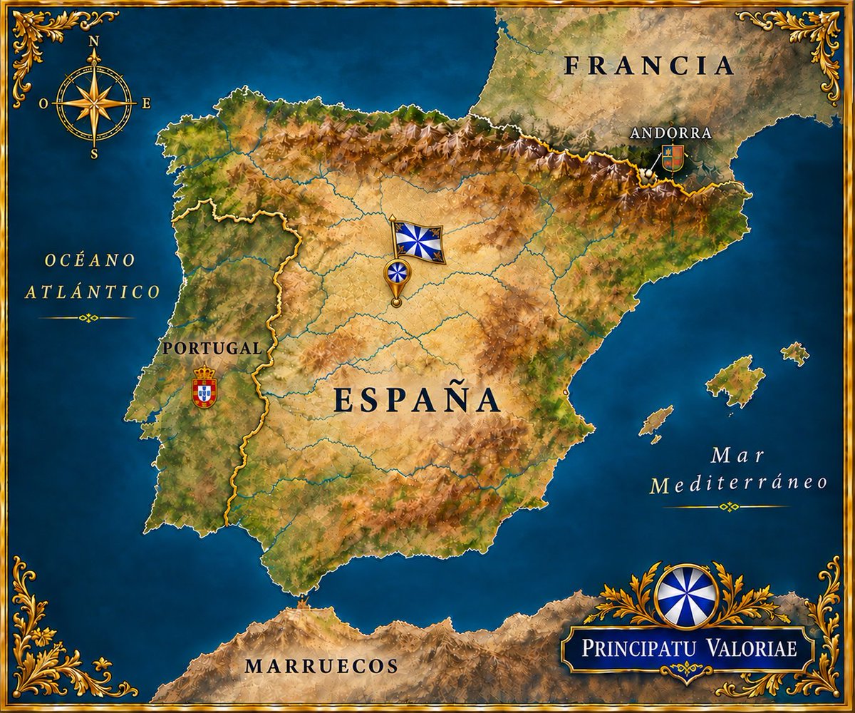 ValoriaeStatale's tweet photo. 🟦⬜🟨Vexillum iter facere potest.
Identitas permanet.
Hodie repraesentationem cartographicam Principatus Valoriae praesentamus.
🟥🟨🟥Un estandarte puede viajar.
La identidad permanece.
Hoy presentamos la representación cartográfica del Principatu Valoriae. https://t.co/TcEZ56o86V