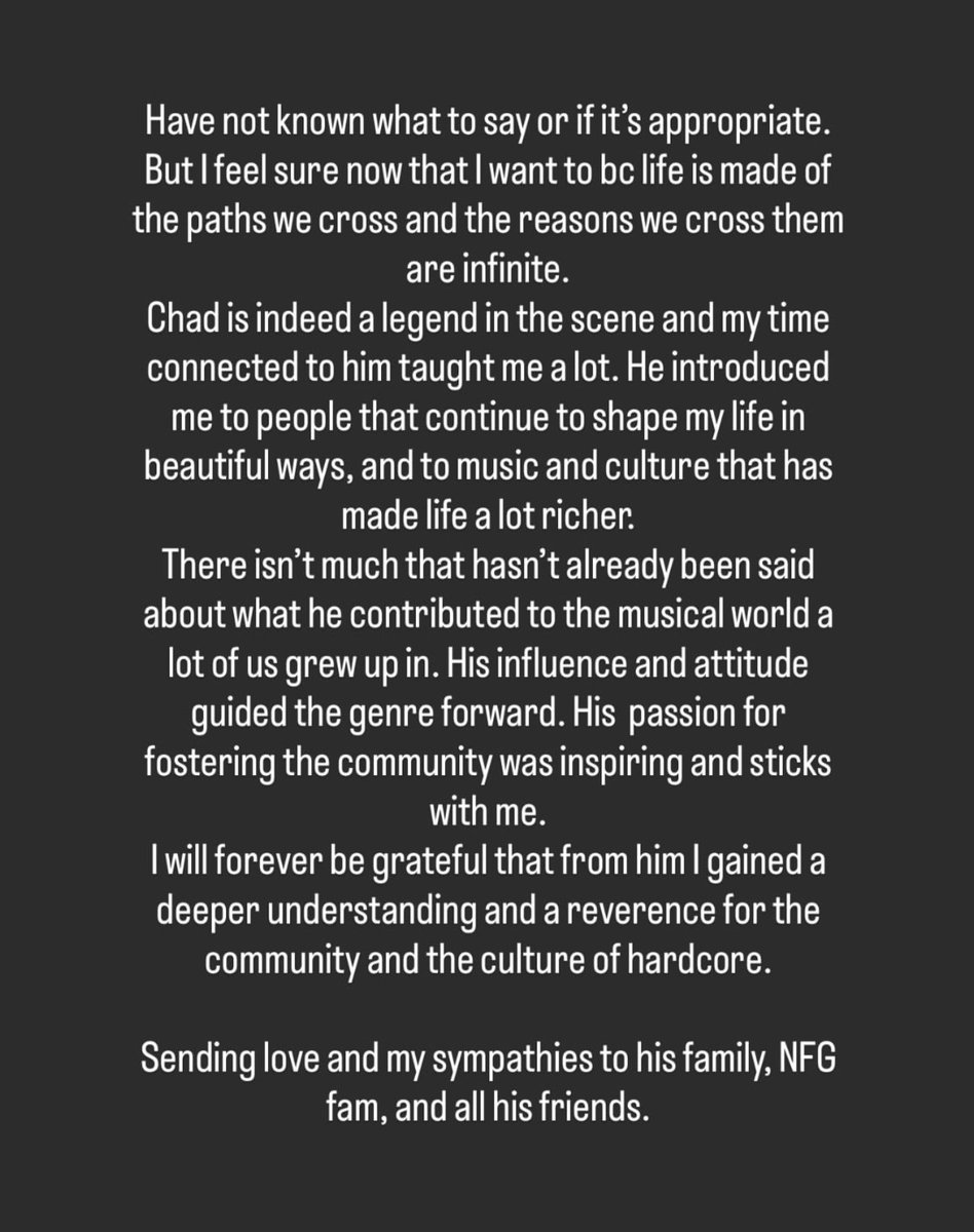 SOTSPodcast's tweet photo. Hayley Williams (Paramore) has released a statement in light of the passing of her ex-husband and New Found Glory guitarist Chad Gilbert.

"He introduced me to people that continue to shape my life in beautiful ways, and to music and culture that has made life a lot richer." https://t.co/q4OZ7nwlzN