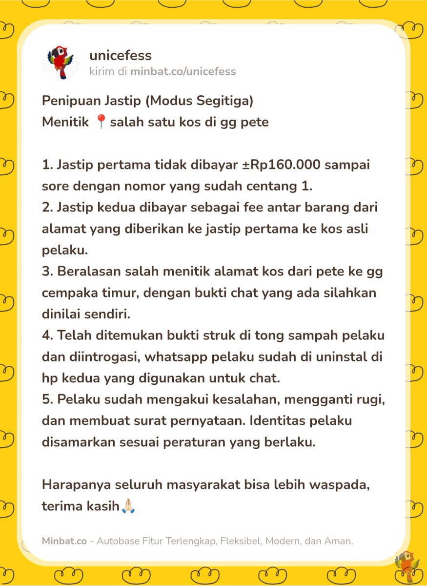 unicefess's tweet photo. -ness buat para jastiper, harap hati² ya kalo ada yang jastip najmia. Udah ditemukan 2 kasus dengan modus yang sama soalnya. https://t.co/CFEHaOpLc3
