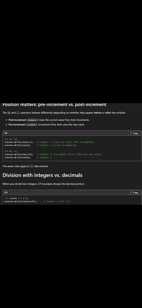 Dororo1425's tweet photo. Day 6 of #120daysPhoenixarc by @siamjuit

- learned about performing math operations 
- arithmetic
 
- increment , dectrement
decrement..

- compund assignment operators https://t.co/yA1wEvF2rf