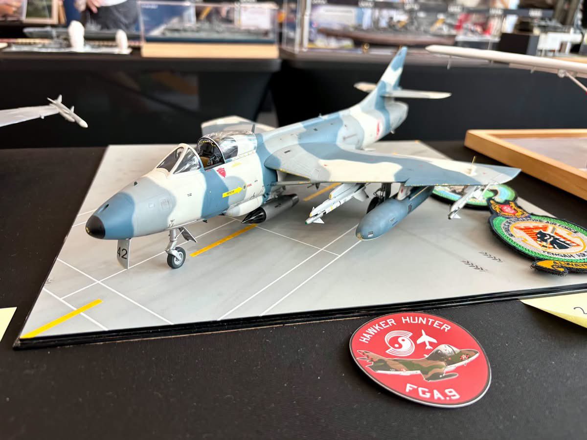 tpenghui's tweet photo. “Singapore Air Force Hawker Hunter in Aggressor blue grey camouflage” - Can anyone confirm some of our Hunters were playing bad guy back then? @ Military Hobby Fest 2026, SAFRA Toa Payoh, Singapore (12 Sep 2026). https://t.co/2VptTDvb1G