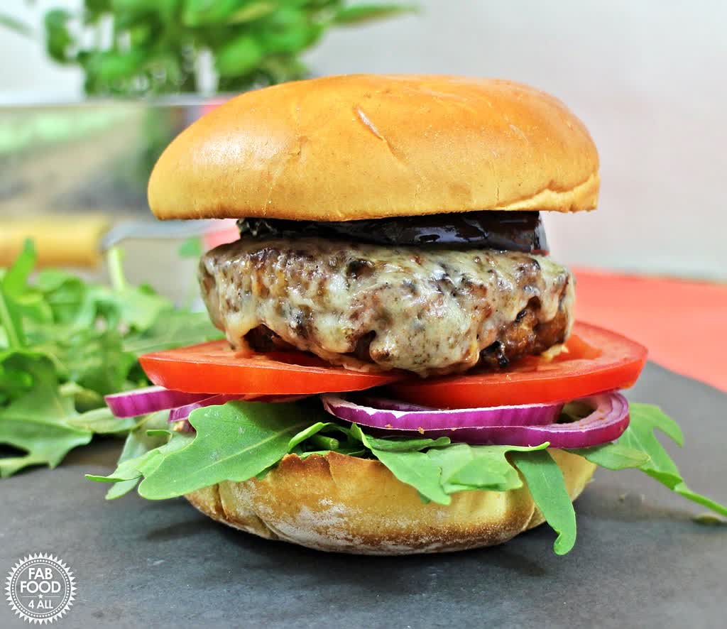 FabFood4All's tweet photo. Get ready to savour the flavours of my Welsh Lamb Moussaka Burgers! Topped with griddled aubergine (eggplant) & melted cheese these burgers are simply sublime! #WelshLamb #Lamb #Burgers #Recipes #LambBurgers https://t.co/LOzsMhPKpP