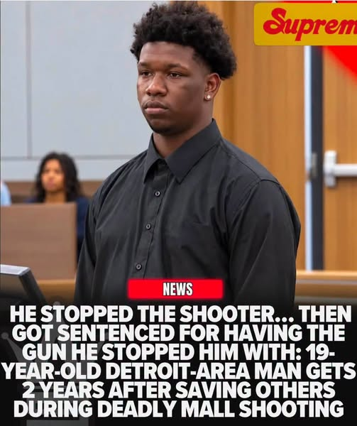 SaltyGoat17's tweet photo. In Dearborn, Michigan, 19-year-old Martinez Long shot Cameron Watkins after Watkins killed 19-year-old Keonte Seaborn, wounded another person, and kept firing inside a mall.

After this dude stopped a mass shooting and saved countless lives did these people in Michigan reward him?  Give him the key to the City?

NOPE!!

They arrested him and convicted him of carrying a concealed weapon without a license and gave him 2 years probation.

We're literally living in Clown World!!