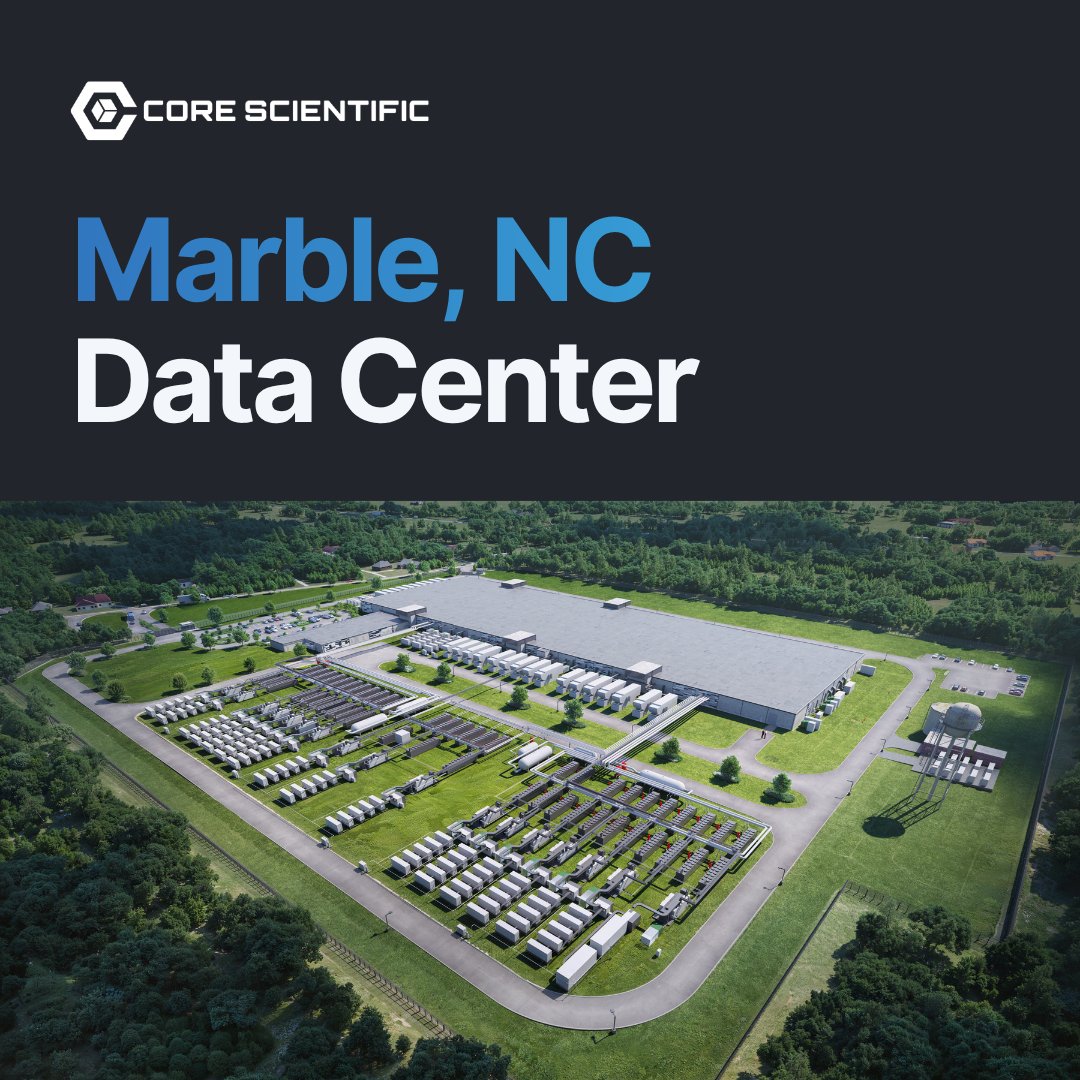 Core_Scientific's tweet photo. See how Core Scientific prioritizes responsible power rates, water usage, local job creation, and the noise level of the data center at our Marble, North Carolina campus ⬇️ https://t.co/y88rQ2Bex2