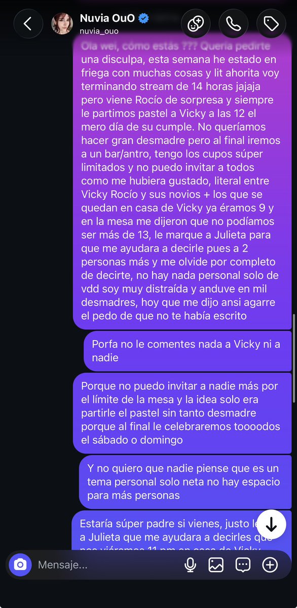 StephanieGarBa's tweet photo. Mi respeto para el team minitas y Shadoune. 
Esa semana organice TODO el cumpleaños de Vicky y la logística de los que estarían ahí, vacié un cuarto que tenía de bodega para que Rocío tuviera donde quedarse, compré bebidas para TODOS en lo que esperábamos el transporte para irnos, la logística del pastel de Vicky a las 12 y todavía hice stream de +14 horas esa semana. Se me olvidó una persona con la que nunca hablo. En cuanto me lo recordaste le escribí y me disculpé, no voy a mentir. Le escribí, se lo expliqué y le pedí que por favor fuera y me daba pena lo sucedido. Si realmente no la hubiera querido invitar NO la hubiera invitado y punto. 
Originalmente íbamos a partirle pastel Rocío Miranda y yo y luego salió la opción de otro plan para poder incluir a más personas.
Lo demás que quieran decir ya ni me interesa.
Ya no hablaré más del tema porque es innecesario
