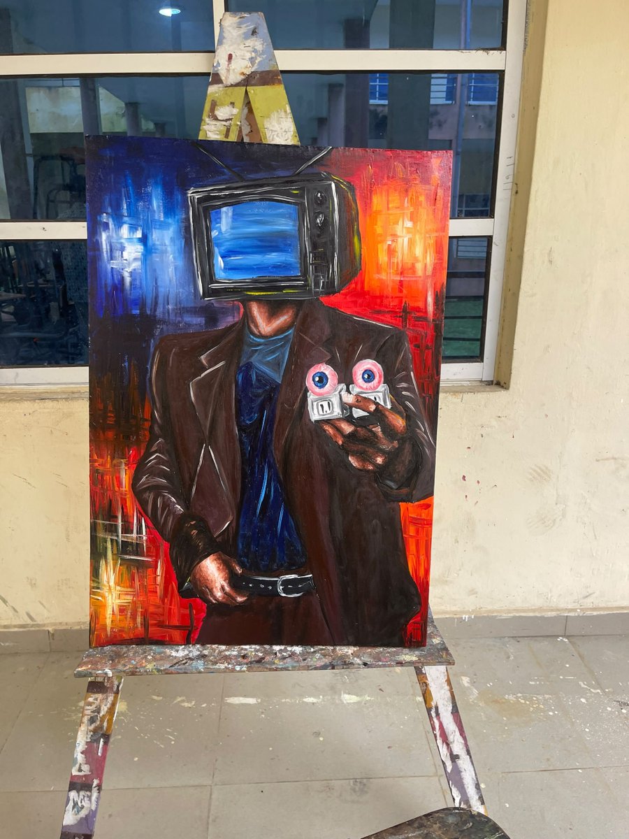 Oracle_East's tweet photo. Title : The unknown observer 
Medium :acrylic on canvas 
Size : 60.96cm x 91.44cm 
Year :2026 https://t.co/trAzCvXTAb