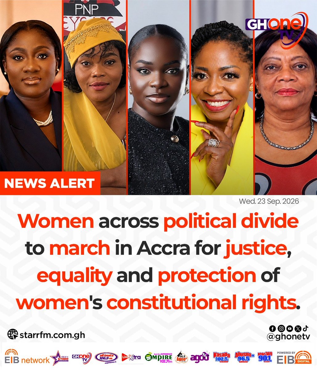 ghonetv's tweet photo. Women across political divide to march in Accra for justice, equality and protection of women's constitutional rights...

#EIBNetwork #GHOneTV
#GHOneNews #NewsAlert https://t.co/XA1PYIuWxO