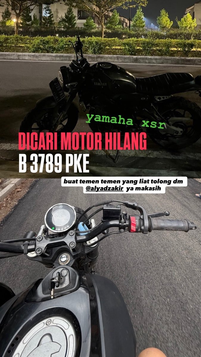 draftanakunpad5's tweet photo. [MOTOR HILANG] haloo buat temen temen yangg adaa di nangor dan liat motor ini disekitar nangor (di d’arena fitness sebrang ikopin) tolong hubungin alyadzakir yaaa makasiiii pad! https://t.co/JGBhXZBoZx