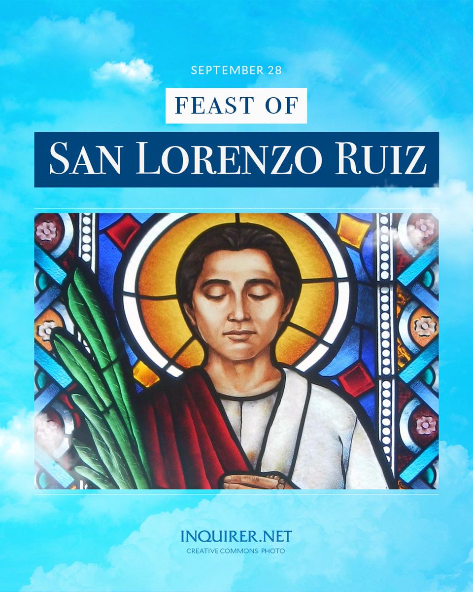 inquirerdotnet's tweet photo. PRAY FOR US 🙏

Today, September 28, we join in prayer as we celebrate the Feast of San Lorenzo Ruiz—the first Filipino saint and patron of Filipino youth, the Philippines, people working overseas, and altar servers. https://t.co/KuZoWCS2gv
