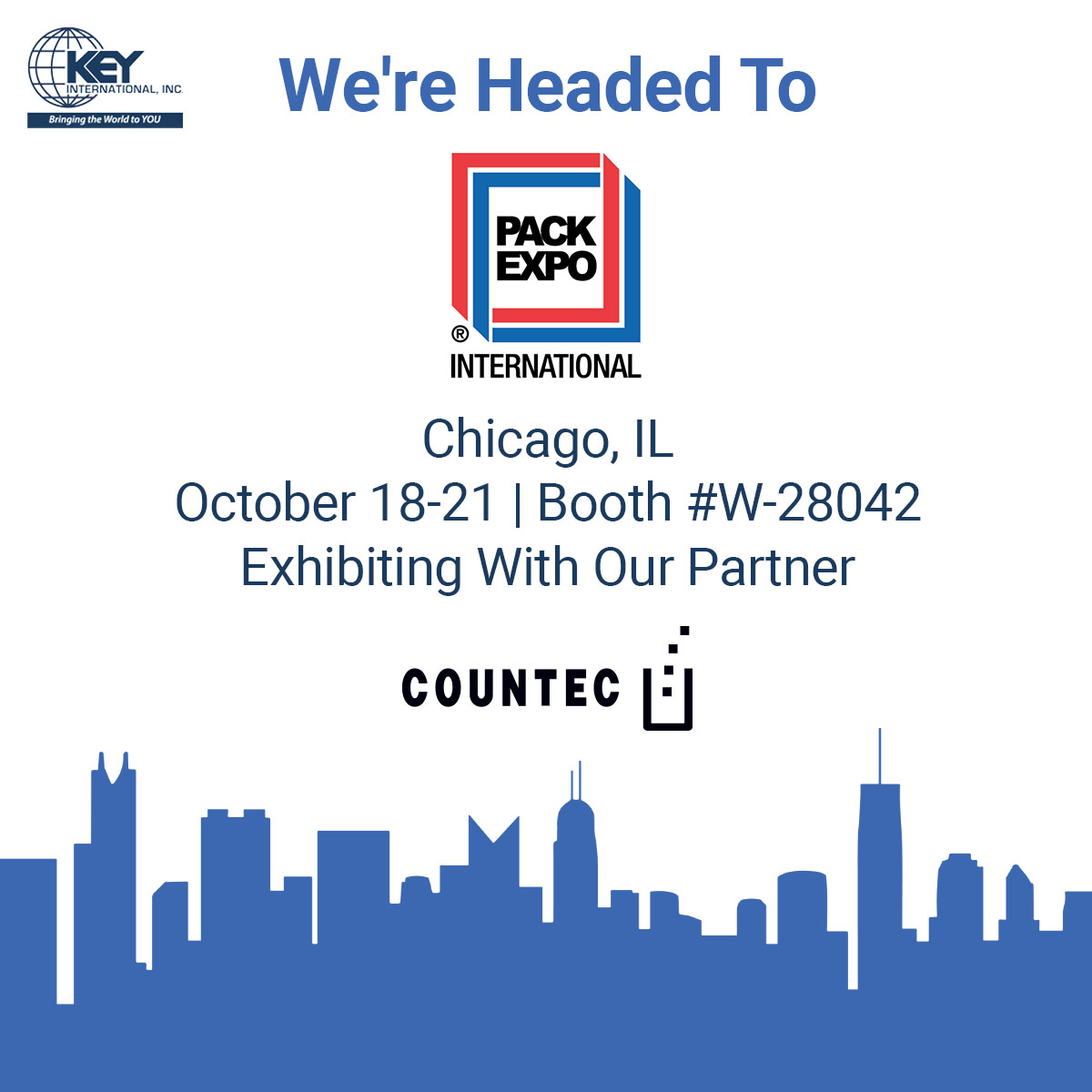 KeyIntlInc's tweet photo. We're headed to @packexposhow in Chicago next month! Will we see you there?

We'll be sharing a booth with our friends at COUNTEC!

Stop by booth # W-28042 at the show.

👉 See what we'll have: https://t.co/pPTcpI4Z5O

#PACKEXPO #PACKEXPOInternational https://t.co/0puRPna1Eb