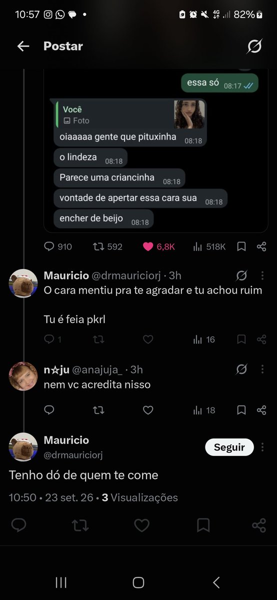 anajuja_'s tweet photo. toda vez que eu posto coisa humilhando algum homem abestado/problematico vem os outros me chamar de feia KKSDKWKAKAKAKAKKA parece criança birrenta https://t.co/xSp35aG2kR