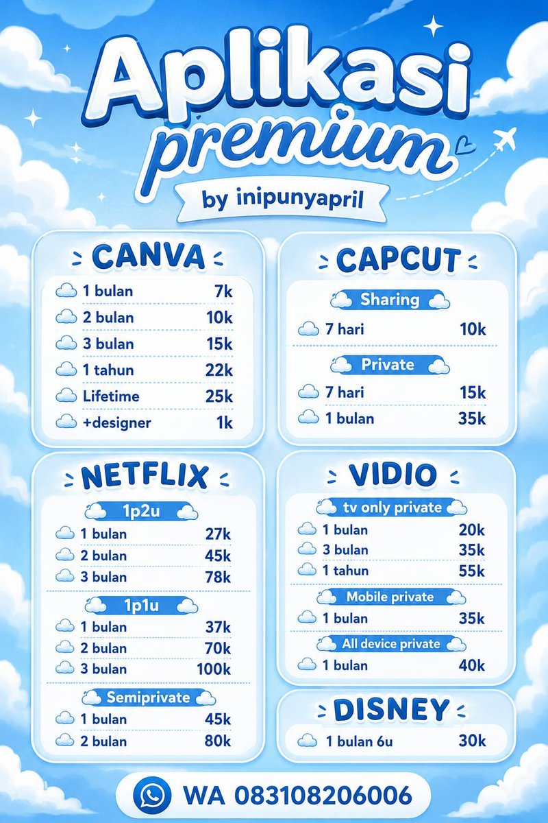 nvazie's tweet photo. Malam guys JUAL CAPCUT PRO PREMIUM VIDIO ZOOM PRIME VIU YOUTUBE YT NETFLIX DISNEY 

Order https://t.co/qPfoaKjPpg 

trusted full garansi yuk edit banner video tugas gibran nempur https://t.co/9uaX3L8Gyk