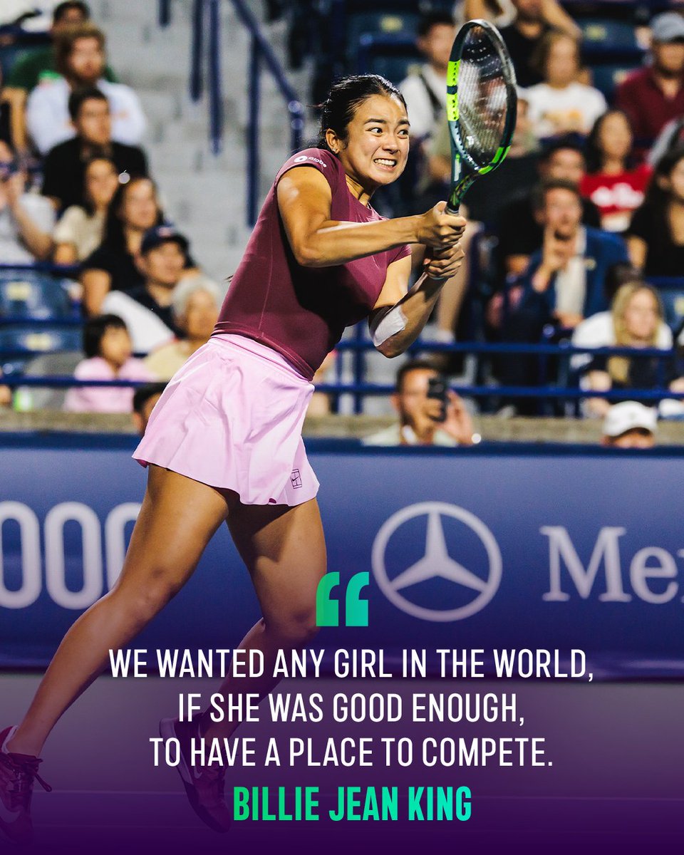 WTA's tweet photo. On September 23, 1970, nine determined athletes and a potent businesswoman called Gladys Heldman made sporting history.

Fifty-six years later, we honor you, Peaches Bartkowicz, Rosie Casals, Judy Tegart Dalton, Julie Heldman, Billie Jean King, Kerry Melville Reid, Kristy Pigeon, Nancy Richey and Valerie Ziegenfuss. We’ve come a long way!

#WTALegends