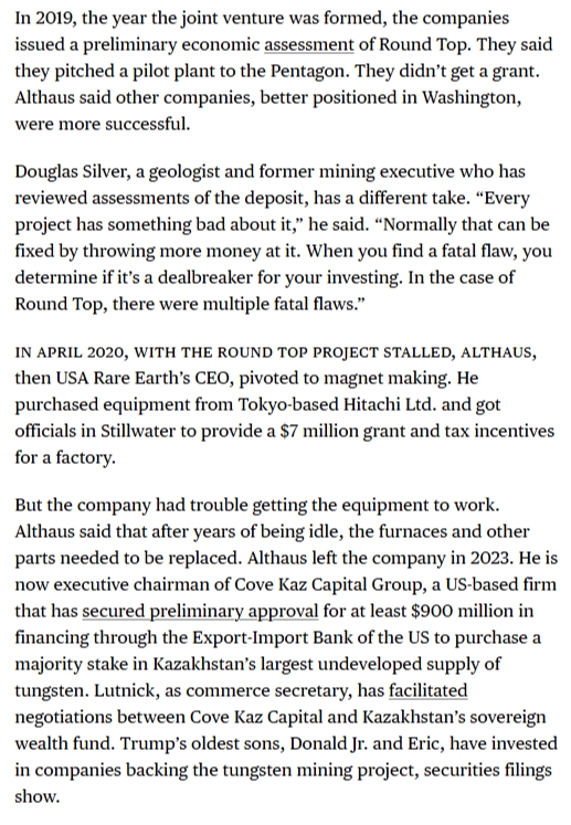scottlincicome's tweet photo. The Trump admin's $1.6 billion investment in USA Rare Earth - which includes a big equity stake, of course - stinks to high heaven.

Bloomberg has the details. Read it all.
https://t.co/73LHkWPBl2 https://t.co/qqyTqjLwsT