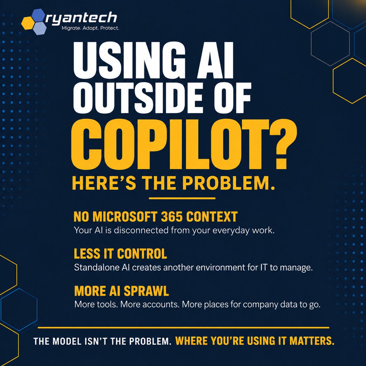 RyanTechInc's tweet photo. ChatGPT and Claude are now inside Copilot. 👀

So why use them outside of your Microsoft environment? For businesses already working in Microsoft 365, Copilot brings powerful AI models into the environment where your work, data, and business context already live. https://t.co/r3ZGQrykAr