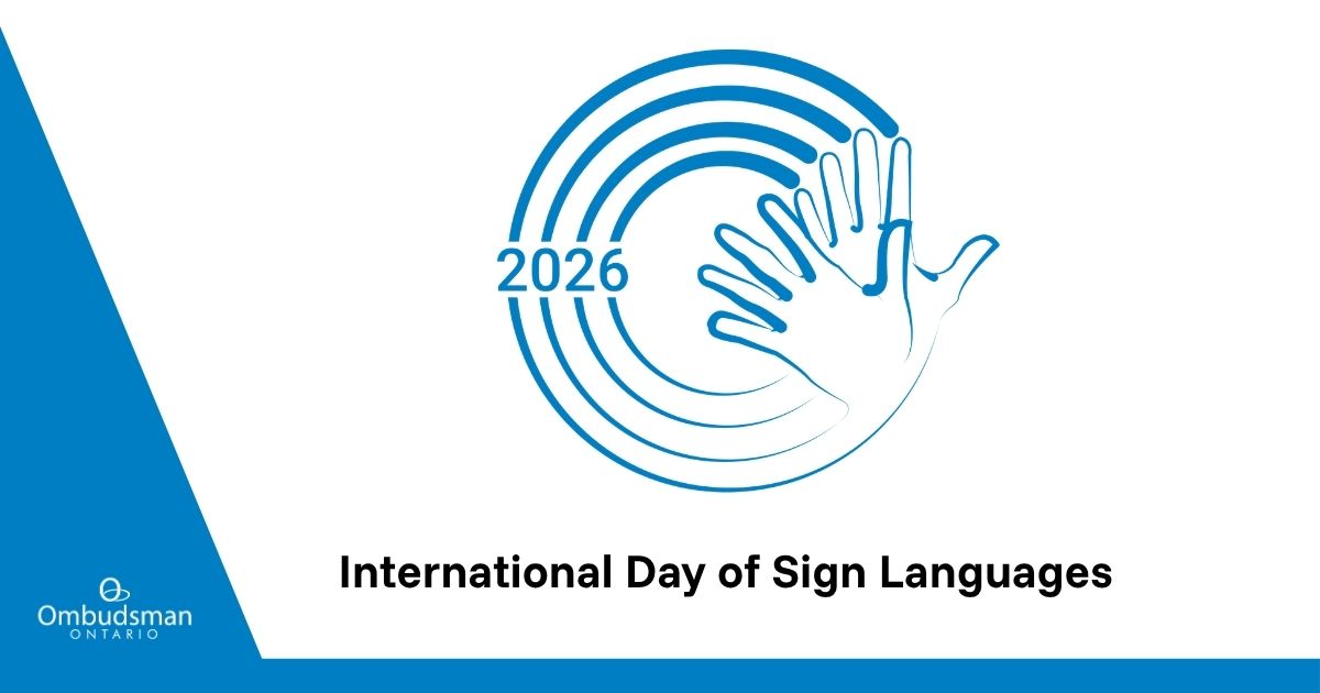 Ont_Ombudsman's tweet photo. On this #InternationalDayOfSignLanguages, let’s support the rights of deaf people and celebrate the unique linguistic identities of sign languages around the world. https://t.co/otaYkCLAq2