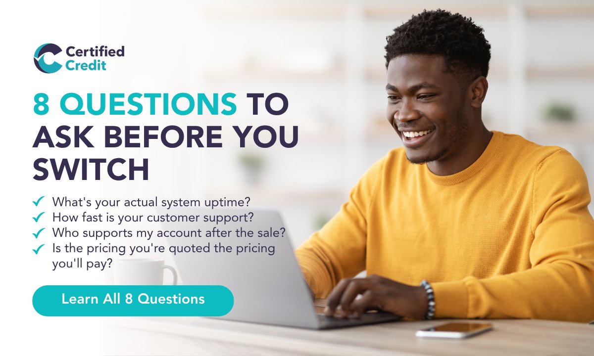 CertifiedCredit's tweet photo. The lowest quote isn't always the lowest cost. A lot of lenders switch credit providers chasing a better rate, and end up with integration delays, inconsistent support, or pricing that increases after month 3.

8 questions worth asking before you switch: https://t.co/mgaItWCINZ https://t.co/7wms1HpQaB