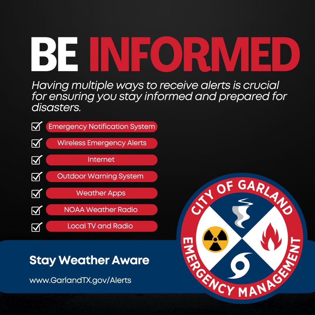 garlandtxgov's tweet photo. When an emergency happens, timely updates can help you make informed decisions and take action to keep your family safe.
To register for the Garland Emergency Notification System, visit https://t.co/P4HMnHPWud. https://t.co/fl1kkG3U2N