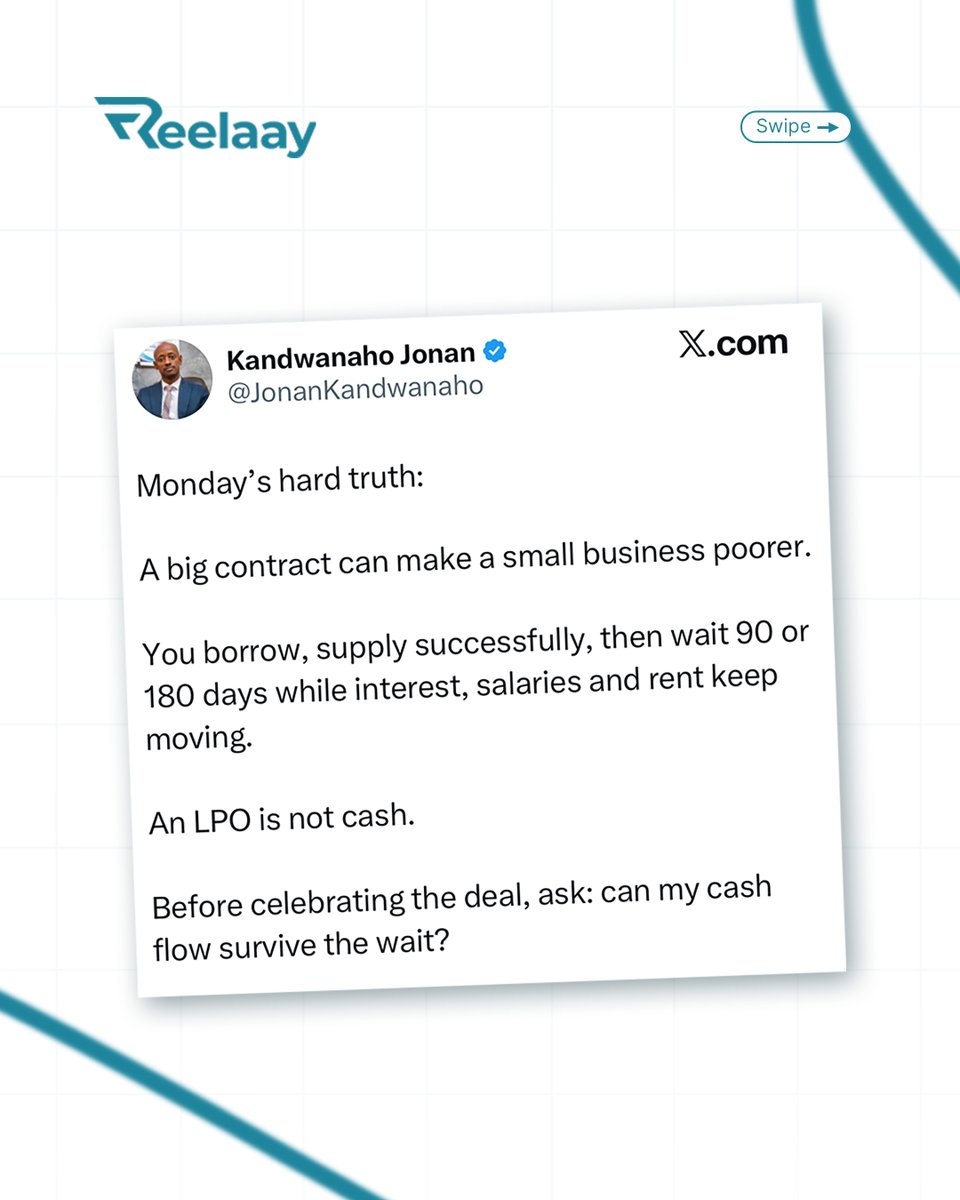 useReelaay's tweet photo. Tweets that caught our eyes 👀

Someone said they had the opportunity to take on more business, but cash flow was holding them back.

And honestly?

These are the type of conversations more businesses need to be having.

We're paying attention. https://t.co/3pz3E2GAva