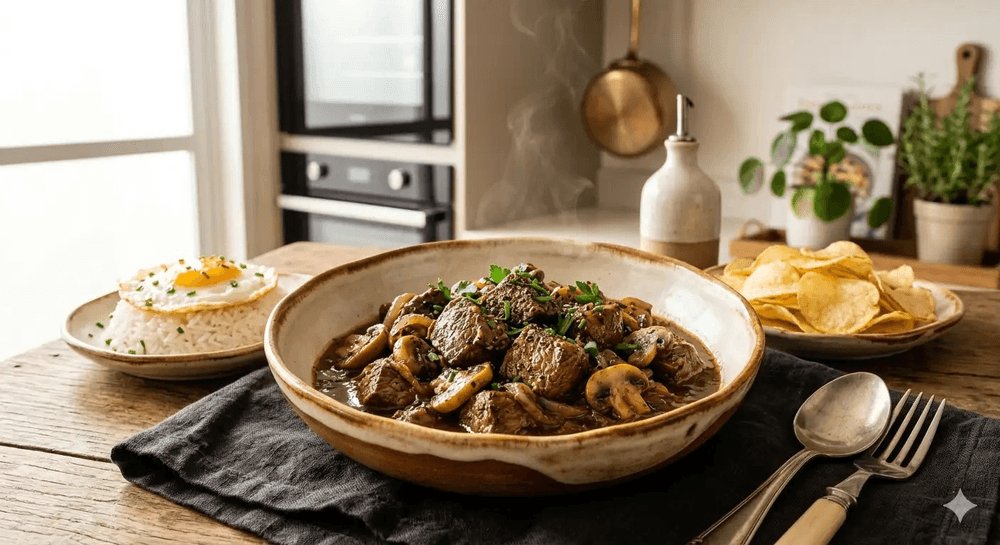 PapasChefBR's tweet photo. 🥩🍄 Picadinho de filé mignon: cubos de mignon selados na manteiga, cebola dourada, cogumelos de Paris e um caldo encorpado feito com o próprio suco da frigideira.

📍 Receita completa no Instagram @papas_chef
#picadinho #filemignon #cogumelos #papaschef https://t.co/yRQGFsMcT5