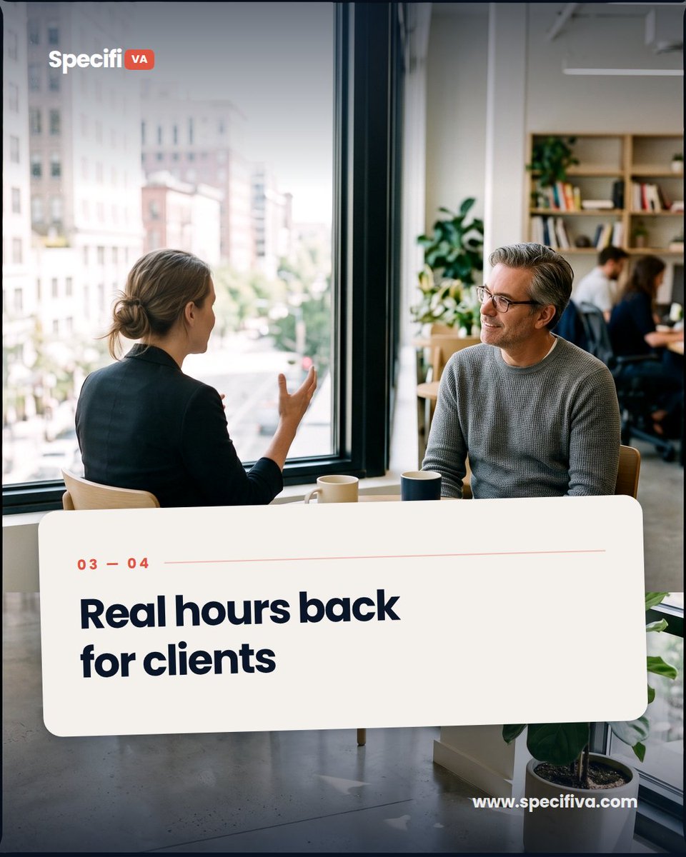 SpecifiVA's tweet photo. A month ago, we relaunched here after a quiet stretch. 
Since then: more conversations with founders than we've had in months, a handful of new associates embedded, and clients getting real hours back each week. 
Thank you for the warm welcome back —more to come!
#SpecifiVA https://t.co/fI3U9AZQnK