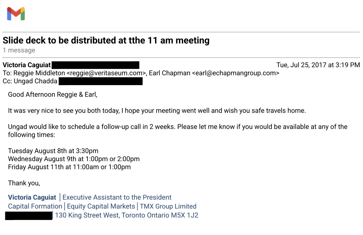 SovereignRiz's tweet photo. FUN FACT: 

1/4 Canada’s banks are exploring tokenized deposits. 

In July 2017, Veritaseum pitched TMX, a group encompassing Toronto and Montréal’s exchanges, a digital-asset exchange connecting investors to Canadian securities. 

Coincidently, its lawyers date the SEC investigation to that same summer. 

Reggie cooperated, supplied information voluntarily and demonstrated VeADIR to SEC staff over the two year investigation, at a cost of millions of dollars. 

Needless to say this deal was disrupted, along with 

- a signed MOU with the Jamaican Stock Exchange and,
- a signed Joint Venture agreement with the Nigerian Stock Exchange

Thread Below.