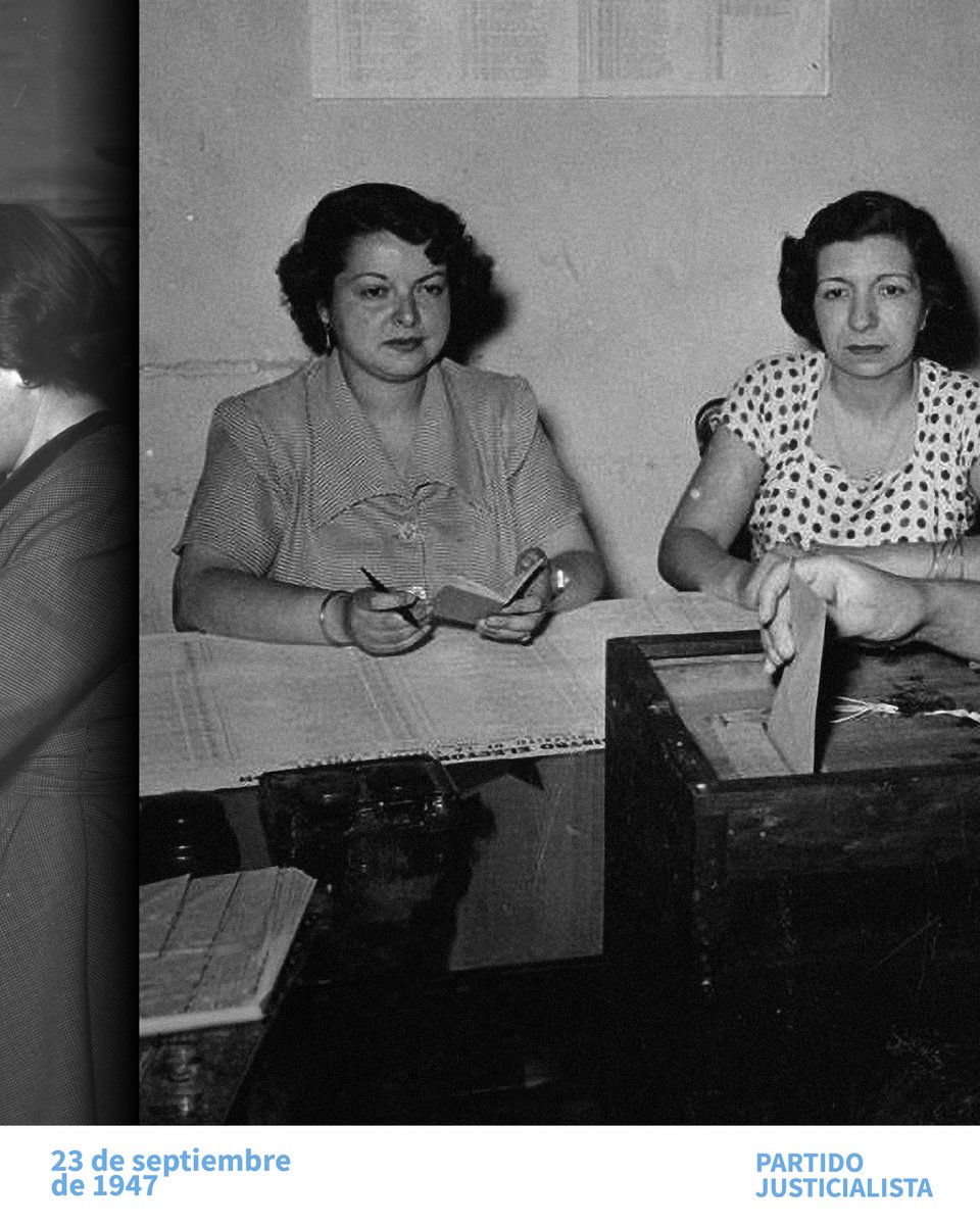 p_justicialista's tweet photo. El día en que el peronismo hizo realidad el voto universal en la Argentina.

El 23 de septiembre de 1947, Juan Domingo Perón promulgó la Ley 13.010, que reconoció los derechos políticos de las mujeres argentinas. 
Décadas de lucha de las mujeres y el impulso decisivo de Evita hicieron posible esta conquista histórica. 🇦🇷
