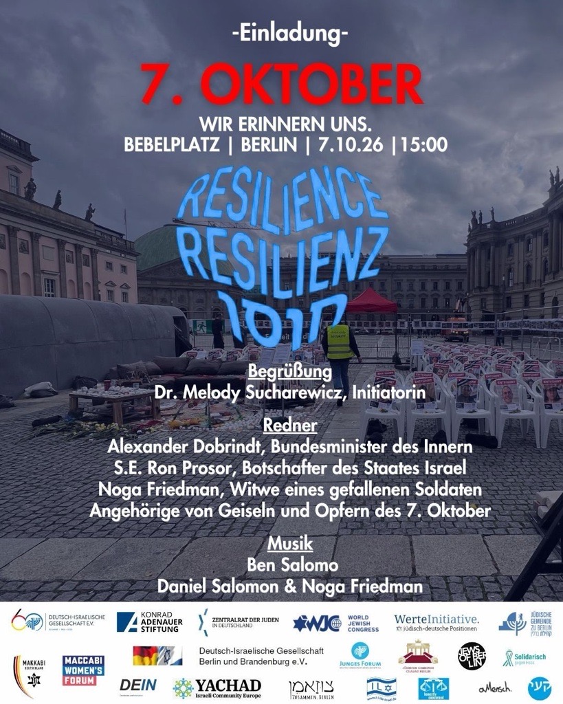 WerteInitiative's tweet photo. Am 7. Oktober erheben wir in Berlin unsere Stimmen.

Auf dem Bebelplatz gedenken wir der Frauen, Kinder und Männer, die beim Hamas-Massaker am 7. Oktober 2023 ermordet wurden. Wir stehen an der Seite der Überlebenden, der befreiten Geiseln und ihrer Angehörigen und zeigen: Ihr seid nicht allein.

Wir sagen unmissverständlich: Null Toleranz gegenüber Terrorismus und Antisemitismus. Null Toleranz gegenüber islamistischen, linken oder rechten Extremismus in unserem Land.

Wir stehen für Freiheit, Demokratie und eine Gesellschaft, die nicht schweigt, wenn ihre Werte angegriffen werden.

Kommt am 7. Oktober auf den Bebelplatz. Seid sichtbar. Seid laut.