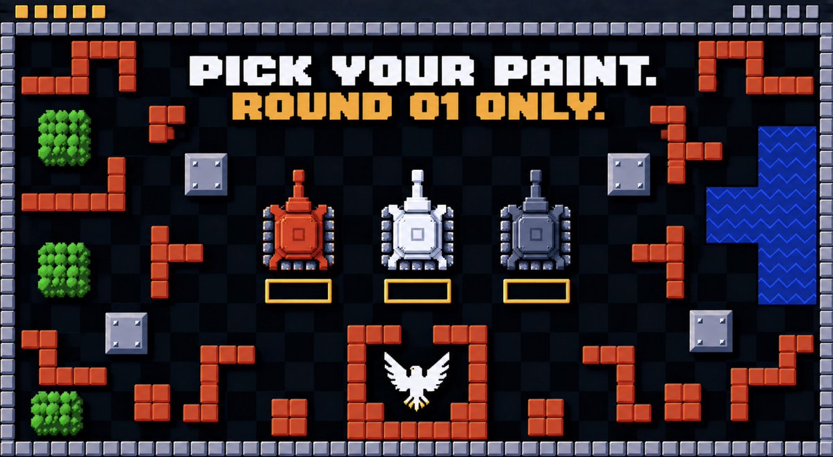 BattleTownCom's tweet photo. Ember, Arctic or Shadow. Founder Pack lets you pick one and it stays on the account for good.

None of them touch a stat. They only decide how your tank reads on the map when someone lines up a shot at you.

Round 01 has nominal room for about 450 packs at $100, and that number is an estimate rather than a hard cap in the contract. When the round closes, the 01 mark stops being issued.

Pick your paint before that happens.

https://t.co/c4q3HFE0pM
