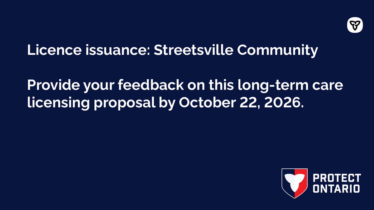 ONlongtermcare's tweet photo. We are currently accepting feedback on a #LongTermCare licence proposal from Streetsville Community.

https://t.co/gq1a7o4QGI https://t.co/5I47ZgxAQv