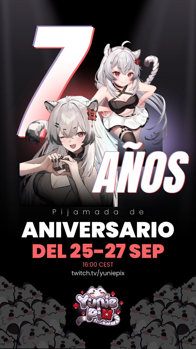 YuniePings's tweet photo. Este fin de semana
Del 25 al 27: PIJAMADA DE ANIVERSARIO!!

Streams 24h, tenderemos badges para desbloquear y para el domingo hay una SORPRESA!! No te lo pierdas <3 

https://t.co/XZRpMjFPSG https://t.co/rRpm7F3VOR