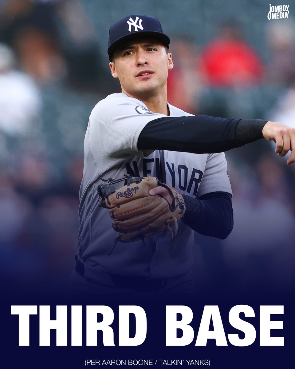 TalkinYanks's tweet photo. Aaron Boone says he'll probably play Anthony Volpe at third base this week, but George Lombard Jr. will stick at shortstop https://t.co/ianWwnNHTQ