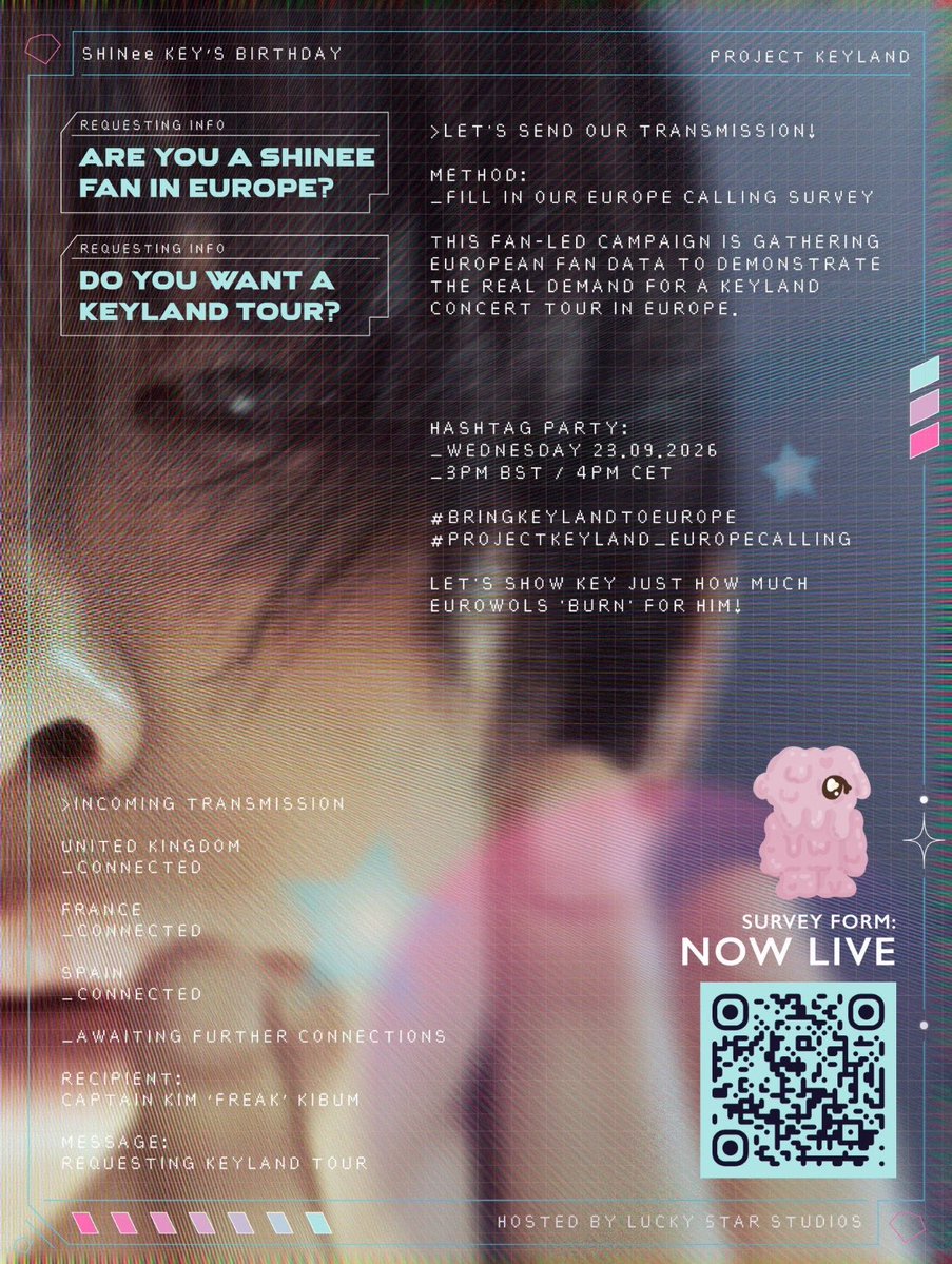 ShawolUK_'s tweet photo. Key, we have been lucky enough to see your fellow SHINee members in Europe, and now we’re waiting for you!! 🥺

🔗 Submit your interest in an EU tour below : https://t.co/GPbisQSPuY

#BringKeylandToEurope #ProjectKeyland_EuropeCalling #KEY #키 #SHINee #샤이니 @shinee @_lucky5tar https://t.co/ivtqYEC1jt