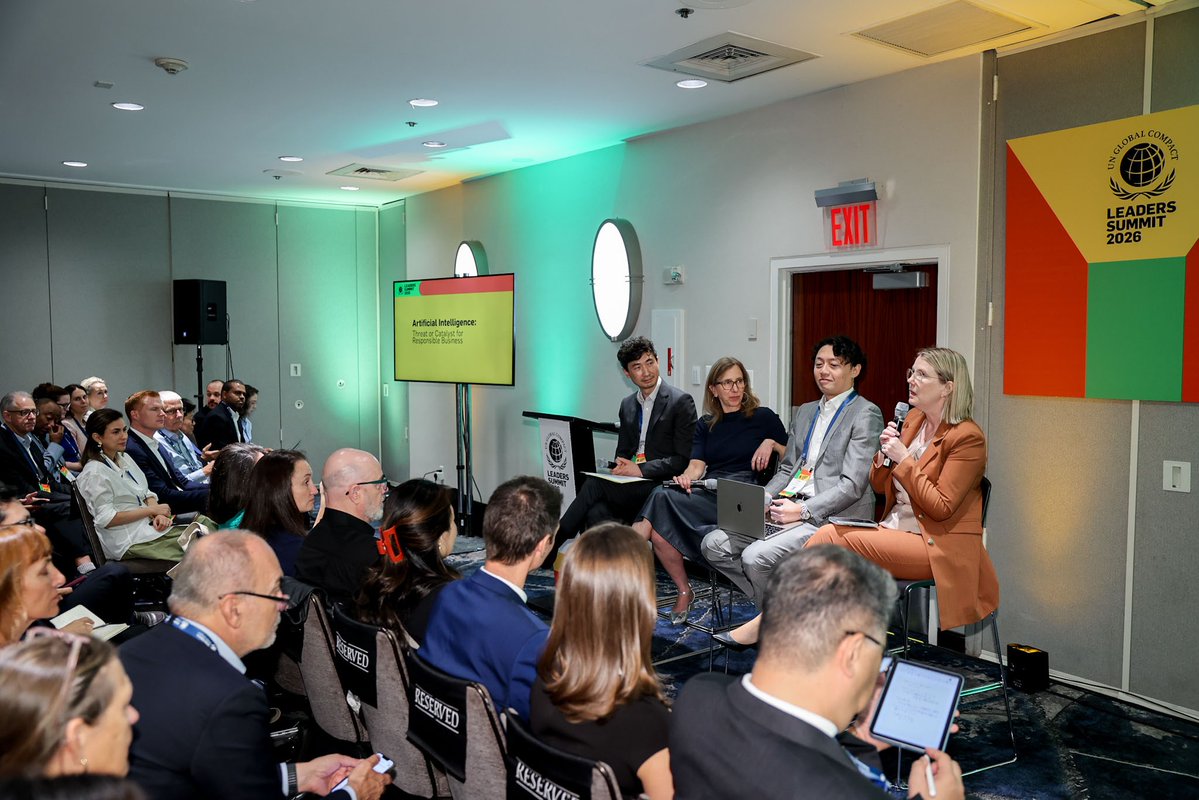 globalcompact's tweet photo. Day Two of #LeadersSummit2026 brings business leaders together to advance the partnerships and system-level change needed to scale impact, demonstrating that responsible business can drive resilience, competitiveness and long-term value.
#SustainableBusiness #GlobalCompact https://t.co/P4ae2RULkD