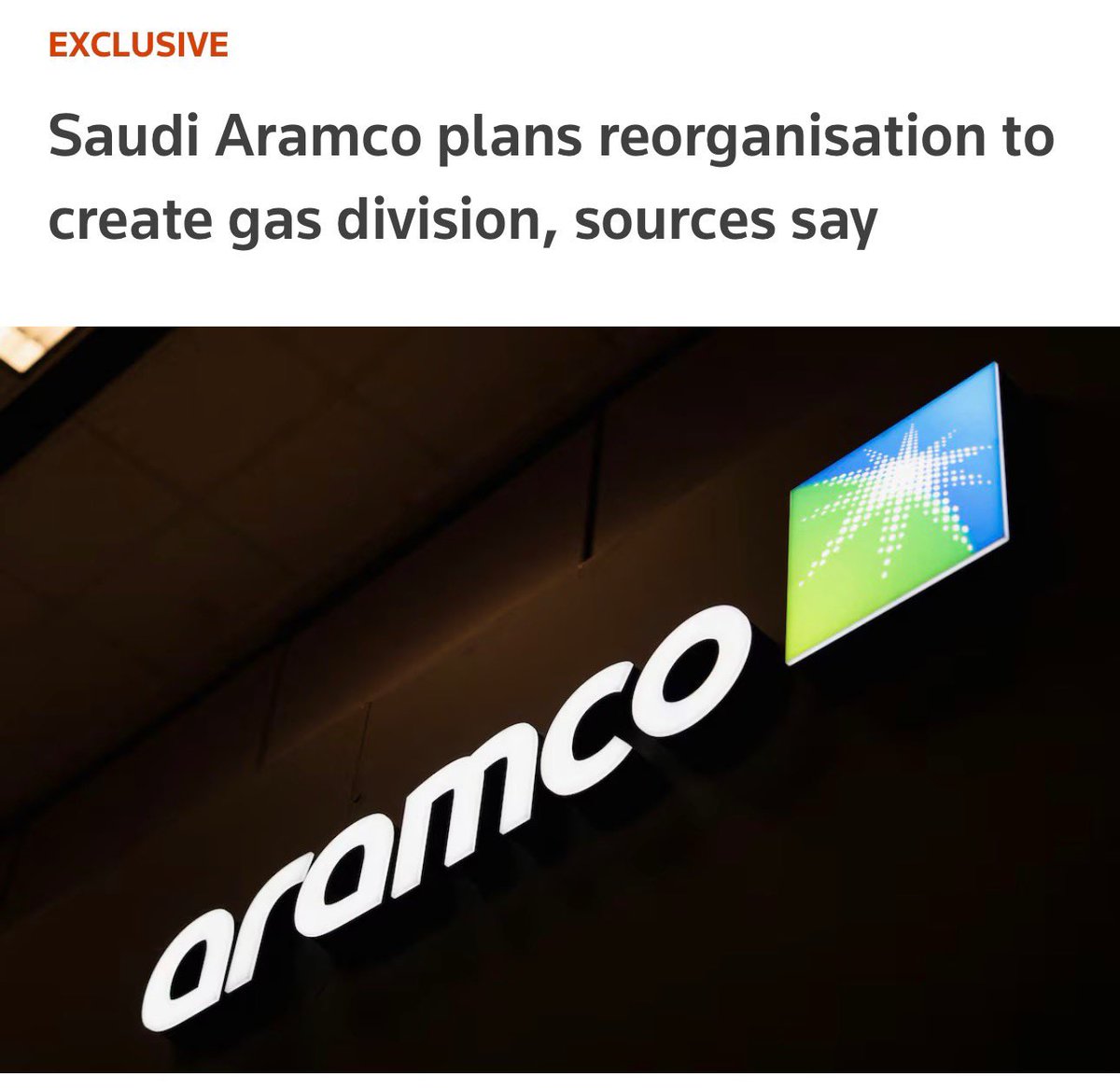 Bazargan_'s tweet photo. Reuters sources: Aramco is considering spinning off its gas division and offering it for subscription ⛽️ https://t.co/EwJOOGBKQD