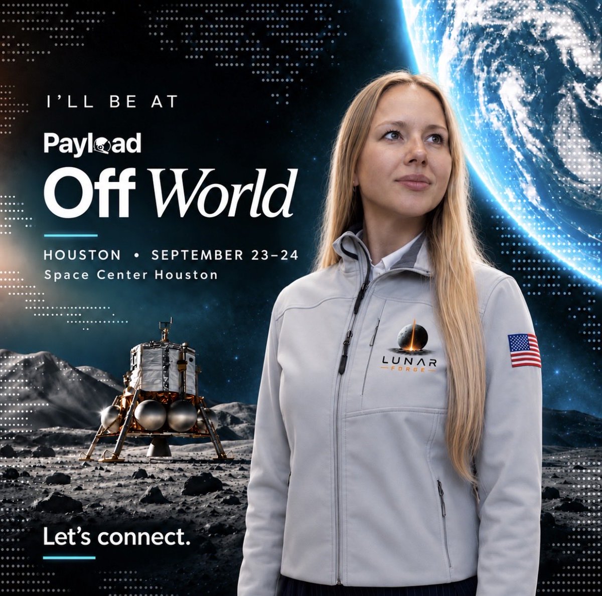 AlexBellSpace's tweet photo. I’ll be in Houston this week for @payloadspace’s Off World, September 23-24 at Space Center Houston.

Getting to the Moon is one challenge. Building what we need once we’re there is another.

At @LunarForgeSpace, we’re developing autonomous robots that turn lunar regolith into infrastructure - from landing pads to reactor shielding. I’m looking forward to conversations about what gets built first, how we build it, and the partnerships that will make it happen.

If you’re attending - or you’re in Houston this week - send me a message. Let’s grab a coffee and talk space.

P.S. Image inspired by Kevin Coggins’ post.

#OffWorld #SpaceEconomy #LunarInfrastructure
