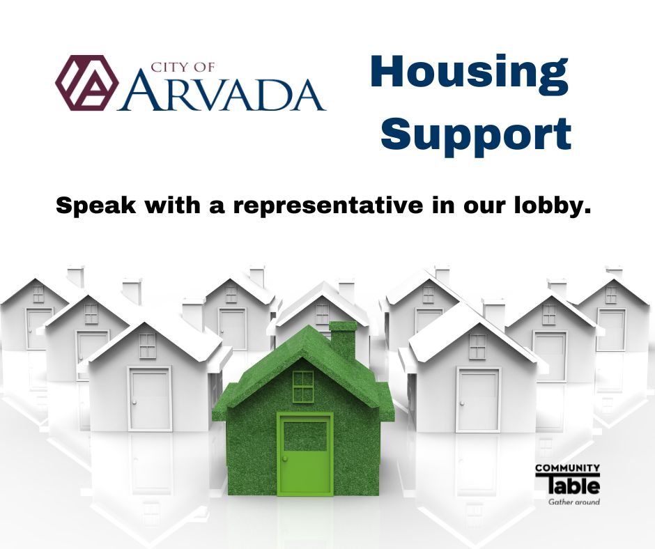 TheCoTableOrg's tweet photo. Representatives from the City of Arvada will be at Community Table to offer security deposit assistance and other housing resources on Friday, September 25, from 12:00 to 2:00 p.m. Community Table Lobby, 4600 West 60th Avenue, Arvada. https://t.co/Xrgduk7arY