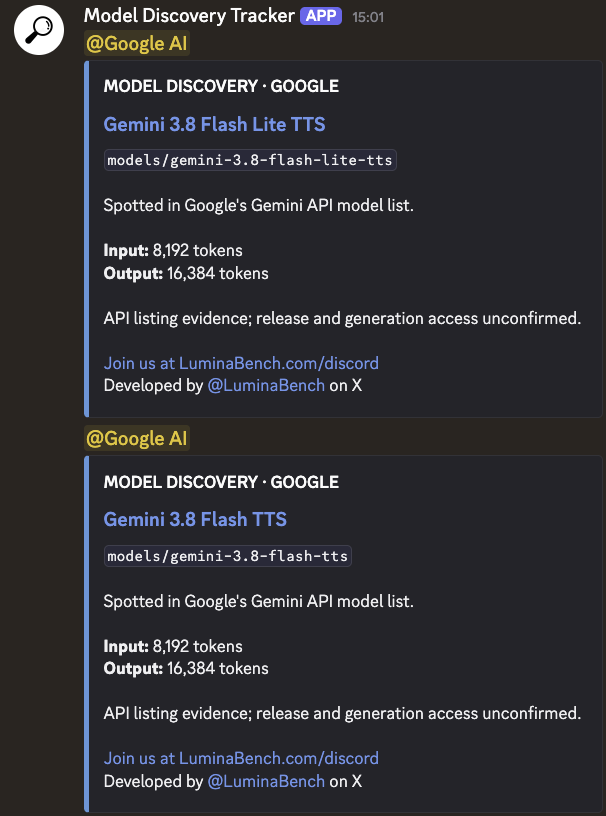 🚨 Gemini 3.8 Flash TTS + TTS Lite is out I think these were meant to be released yesterday but got held back maybe…