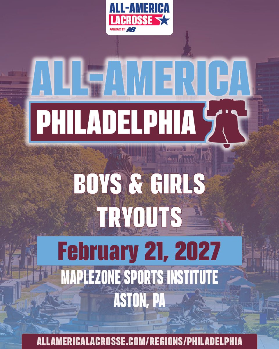 CSELax's tweet photo. Philly All-America Tryout Details 🔔

🗓️ February 21
📍 Maplezone Sports Institute 

Eligible Tryout Divisions: 2029, 2030, 2031/2032

https://t.co/1q4kdB4Urf https://t.co/6GydXGBxQi