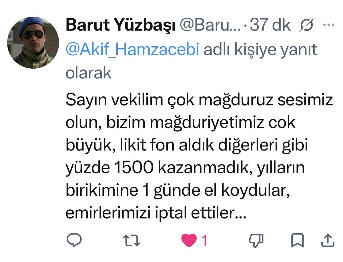 Akif_Hamzacebi's tweet photo. FON MAĞDURLARI

Tekrar belirteyim. Para Piyasası Fonlarına parasını yatıranlar, yüksek getiri elde etmek için değil, likit kalmak, parasını bankada vadesiz hesapta tutmaktansa küçük de olsa bir faiz geliri elde etmek isteyenlerdir. Gerçek fon mağdurları bunlardır.

Acil çözüm gerekiyor. 
İşte onların söylediklerinden bir kaç örnek.
#ppf #TP2 #fonmağdurları