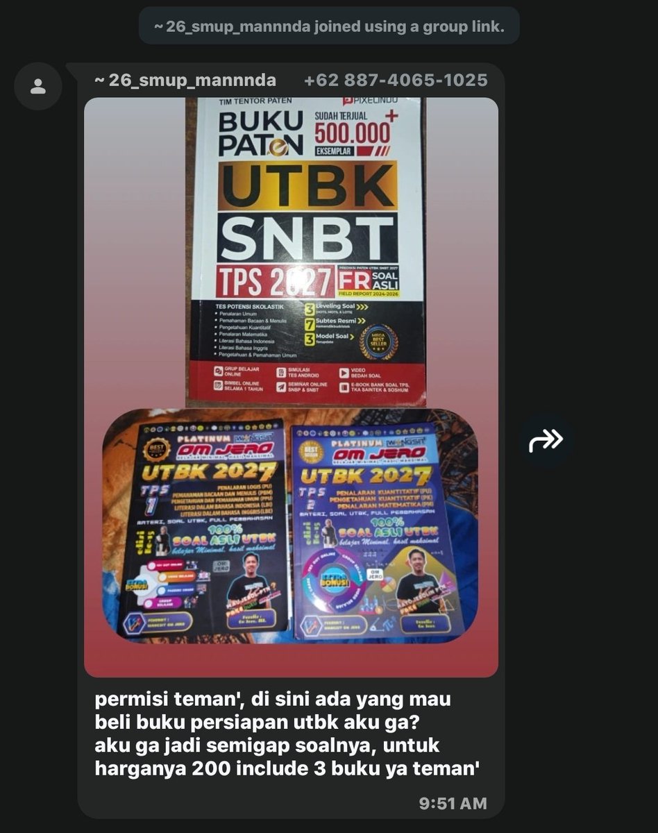 chrsysogenum's tweet photo. #STUDYTWEET PLEASE DO YOUR MAGIC!

(LONGTWT)

ada yang kenal nomor ini nggak? dari displaynamenya kayanya dia anak UNP*D! 

yg tau dia tolong teriakin dong balikin dp temen gue!! 

kronologi: temenku beli buku preloved dari smup amanda dan bukunya sampai sekarang ngga dikasih" https://t.co/AgcUUSyZWH