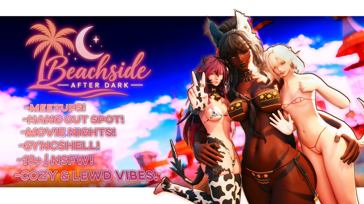 MomoTanoXIV's tweet photo. Bored? Need a place to chill? Look no further‼️

Beachside After Dark isn't just a beach event, it's a community of chill, like-minded (&amp; lewd) cuties! 🌴

We do events, movie nights, hangouts, gpose together and more! Come say hi! 🫶🏾

Join the Server! 
https://t.co/KnuqKqGjXZ https://t.co/wWbFGLt7B1