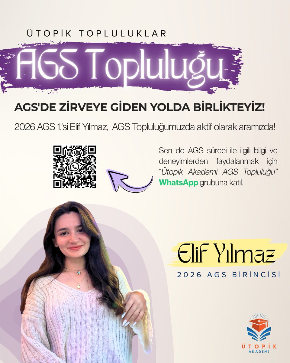utopikakademi's tweet photo. Herkese merhaba! Ütopik Akademi AGS Topluluğu'nda yeni bir proje ile sizlerleyiz.

🔅2026 AGS 1.'si Elif Yılmaz'ın bilgi ve deneyimlerini bizlerle paylaşacağı, süreç boyunca aktif olarak aramızda bulunacağı topluluğumuza davetlisiniz.

🔗 Katılım linki: https://t.co/5laM16mJfA https://t.co/OOST4NBePE