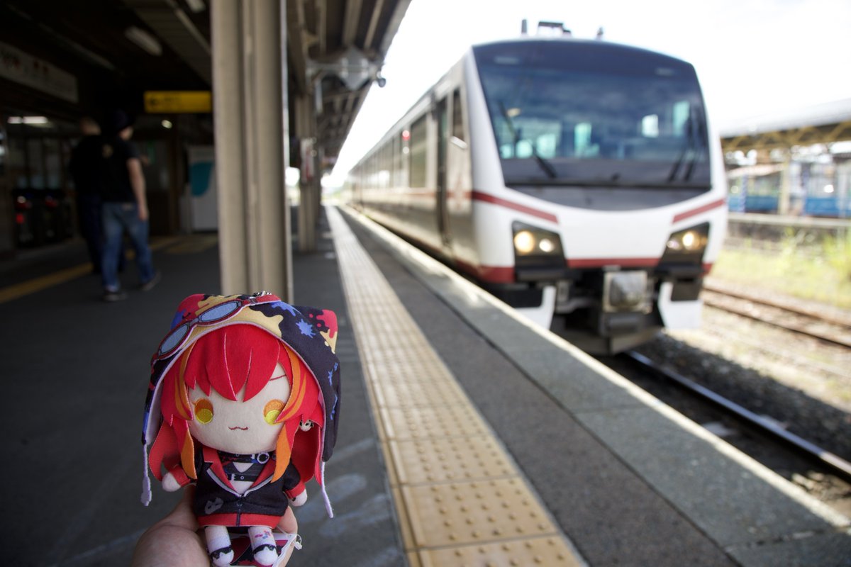 Shoubu__'s tweet photo. シルバーウィーク後半戦in岩手
ねこたつぬいと共にのってたのしい列車(ひなび)と、乗客自分だけの夜汽車に乗り
ぬいすぽっ！miniより高いソフトクリームと📸
#猫汰つな https://t.co/BhdI0H9dtY