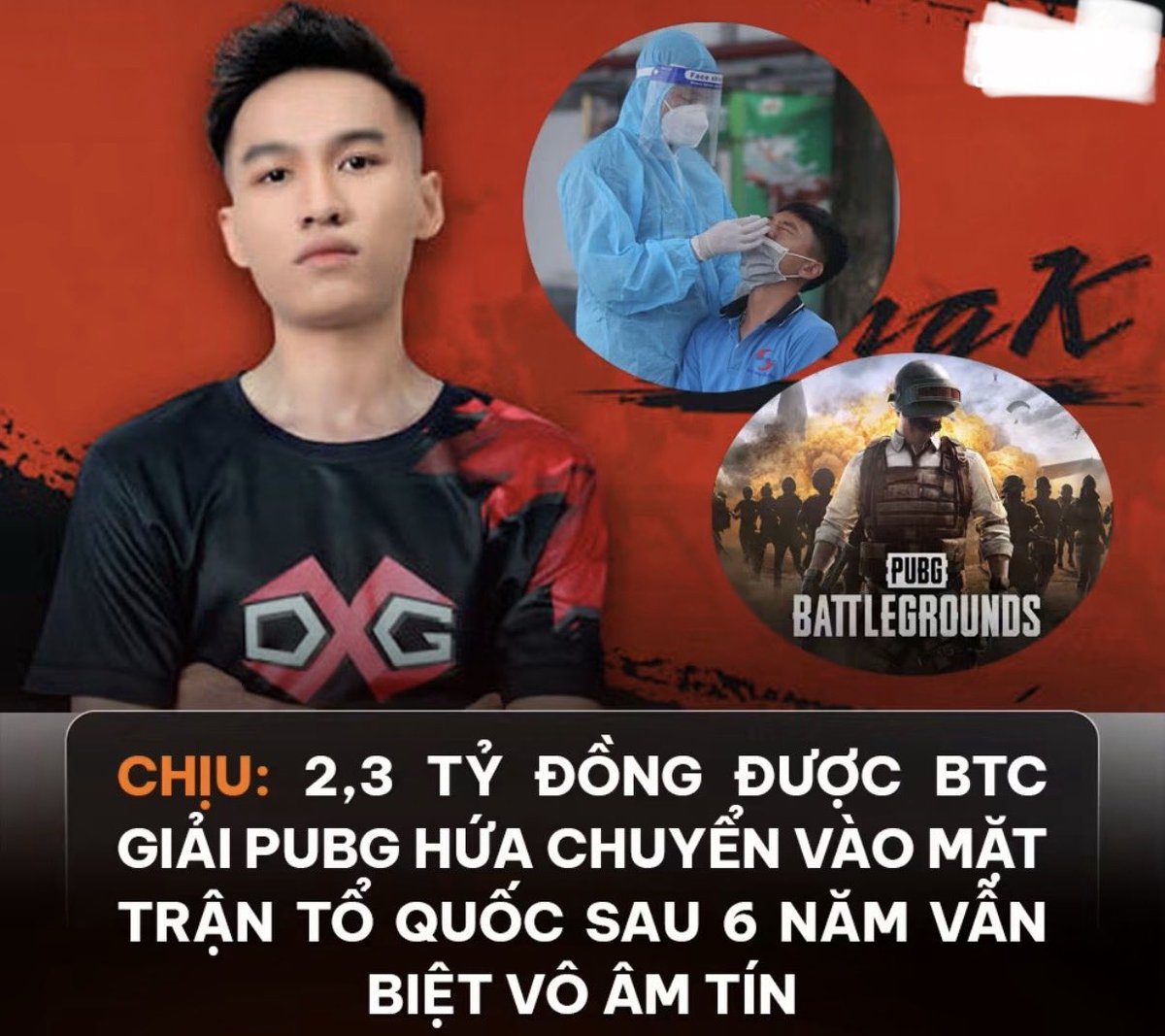 haiwed3's tweet photo. Cựu tuyển thủ PUBG chia sẽ BTC mượn tiền từ thiện 2,3 tỷ đồng hứa sẽ chuyển vào mặt trận tổ quốc nhưng 6 năm vẫn im hơi lặng tiếng.

Tuyển thủ LongK tiết lộ năm 2020, giữa thời điểm covid, tổng giá trị tiền thưởng 40,000 usd cho đội vô địch và 100,000usd để từ thiện

Nhưng dùng số tiền đó để đi đánh bóng thì chịuuuu.