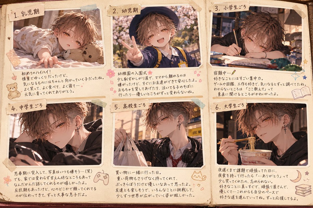 reverse_pudding's tweet photo. こちらのプロンプトお借りしました✨

朔玖が生きた証が……！！
幼少期のツーブロックはないやろ、とそれだけしか頭になくてピアスの存在を忘れてましたわ……
もう最後のメガネ朔玖で見事に昇天꒰ঌ( ˆ꒳ˆ )໒꒱ﾁｰﾝ https://t.co/vODUceg8GE