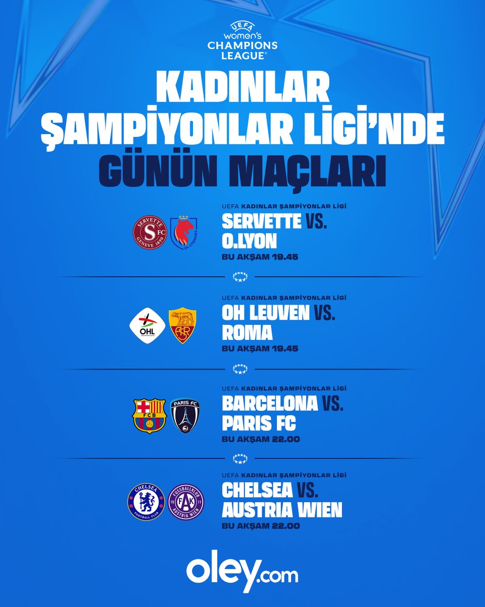 oleycom's tweet photo. Kadınlar Şampiyonlar Ligi’nde heyecan devam ediyor! ⚽

Günün öne çıkan karşılaşmalarını https://t.co/ZI8slUYuij’da takip et, tahminini yap ve heyecana ortak ol!🔥 https://t.co/LmsGMoeObg
