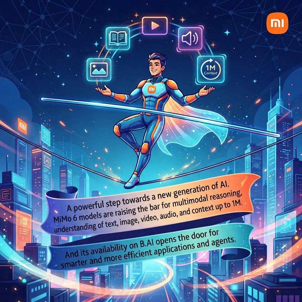 Suleiman8zja's tweet photo. A strong leap toward next-gen AI. Xiaomi MiMo-V2.6 delivers multimodal reasoning, 1M context, and text, image, video, and audio understanding. Now on https://t.co/6avZK1r7So for smarter, more efficient AI applications.
#TRON
#TGF
#TRONGlobalFriends @usddio https://t.co/iUFPyqfUXH