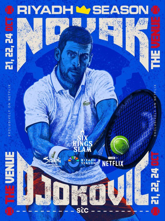N_Djokovic00's tweet photo. Live on @netflix. Thanks to @Turki_alalshikh. 
Let’s go 👑

#RiyadhSeason #SixKingsSlam https://t.co/8yq8HORrr1